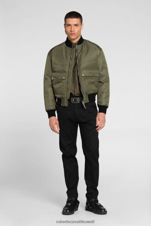 Roberto Cavalli رجال أنيق سترة بومبر مزينة بشعار ملابس 4H40H926