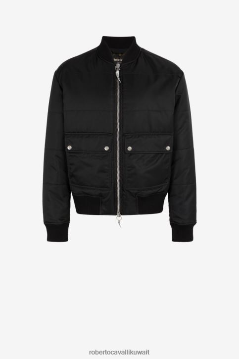Roberto Cavalli رجال موضة سترة بومبر مزينة بشعار ملابس 4H40H928
