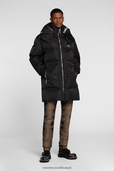Roberto Cavalli رجال أنيق معطف باركا مزين بطبعات مرقعة على شكل حيوانات ملابس 4H40H929
