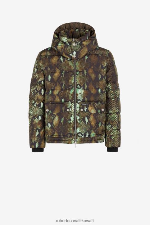 Roberto Cavalli رجال أنيق معطف مبطن بطبعة ثعبان الروك ملابس 4H40H931
