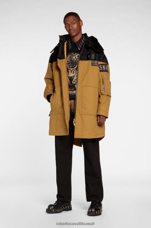 Roberto Cavalli رجال بيثون/أسود معطف بطبعة جلد الثعبان ملابس 4H40H939