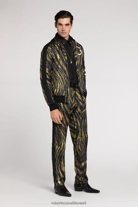 Roberto Cavalli رجال دخان سترة بومبر بطبعة جلد الثعبان والأسلوت ملابس 4H40H945