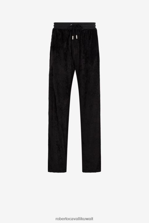 Roberto Cavalli رجال أسود بنطال رياضي بشارة جلد الثعبان ملابس 4H40H950