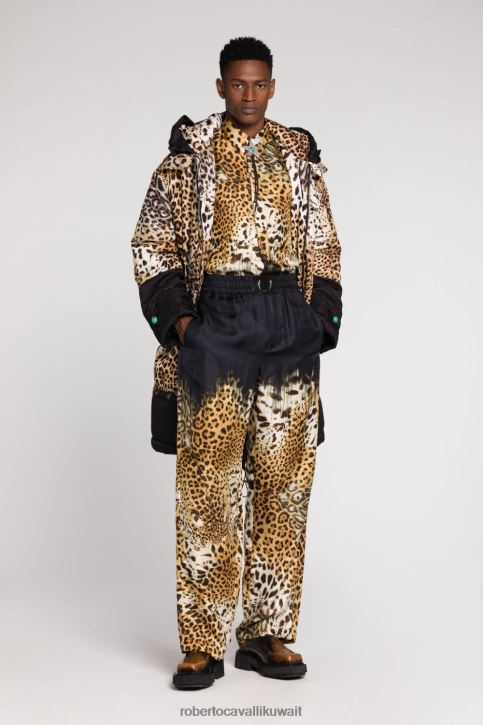 Roberto Cavalli رجال أسود بنطال رياضي بشارة جلد الثعبان ملابس 4H40H950