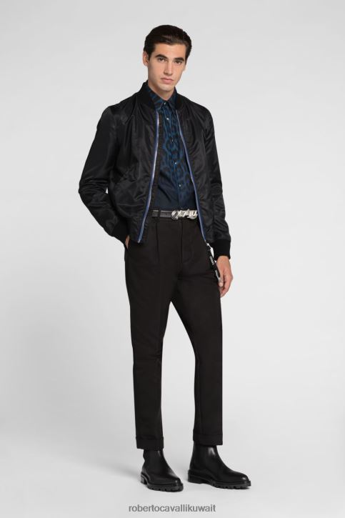 Roberto Cavalli رجال أنيق بنطال حرير بطبعة طلاء ملابس 4H40H955