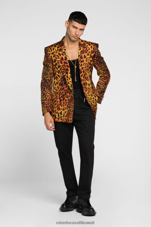 Roberto Cavalli رجال أخضر بنطال مصمم على شكل أسنان النمر ملابس 4H40H959