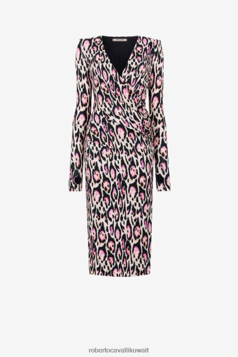 Roberto Cavalli نحيف رشيقة فستان بطبعة جاكوار ملابس 4H40H96