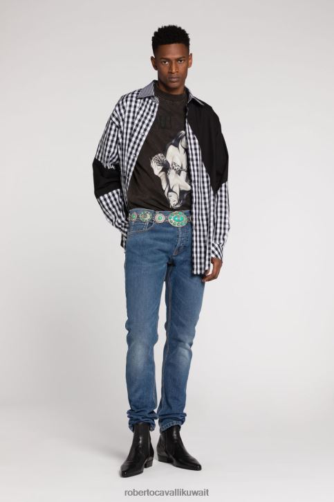 Roberto Cavalli رجال حار بنطال برباط على شكل أسنان النمر ملابس 4H40H964