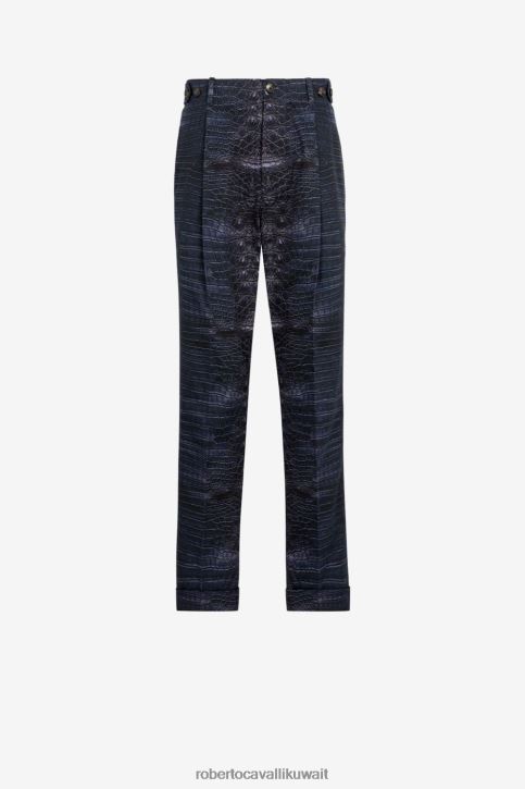Roberto Cavalli رجال رشيقة بنطال مفصل بتأثير جلد الثعبان ملابس 4H40H968