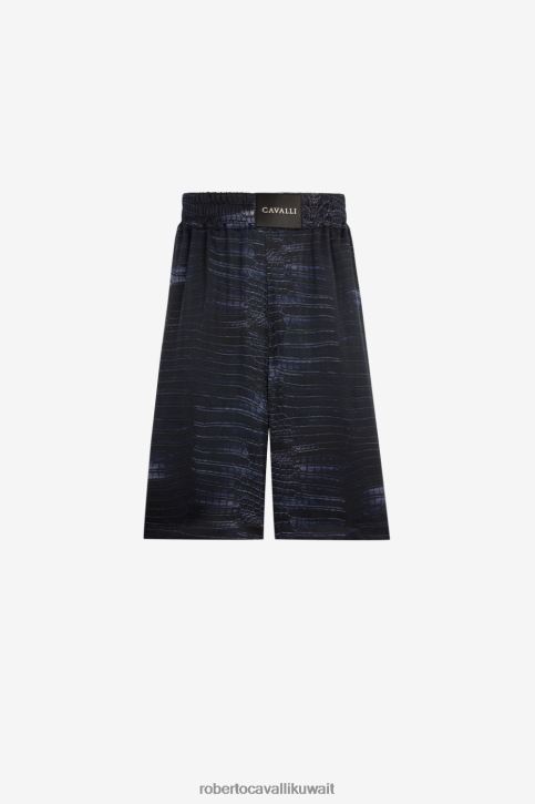 Roberto Cavalli رجال موضة شورت بطول الركبة بطبعة تمساح ملابس 4H40H969