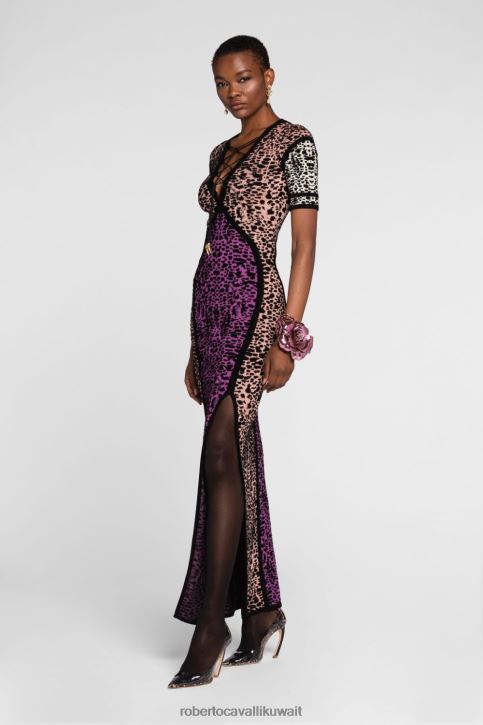 Roberto Cavalli نحيف رشيقة فستان بطبعة جاكوار ملابس 4H40H96
