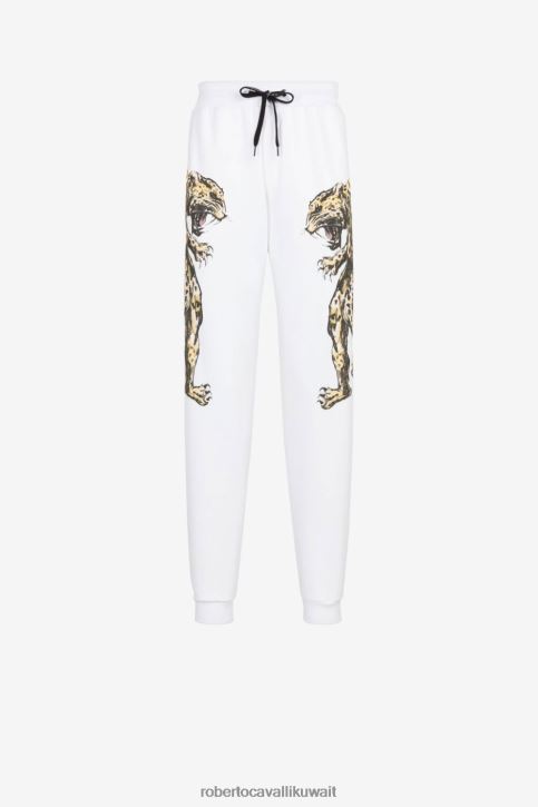 Roberto Cavalli رجال موضة بنطال رياضي من القطن بطبعة جاكوار ملابس 4H40H977