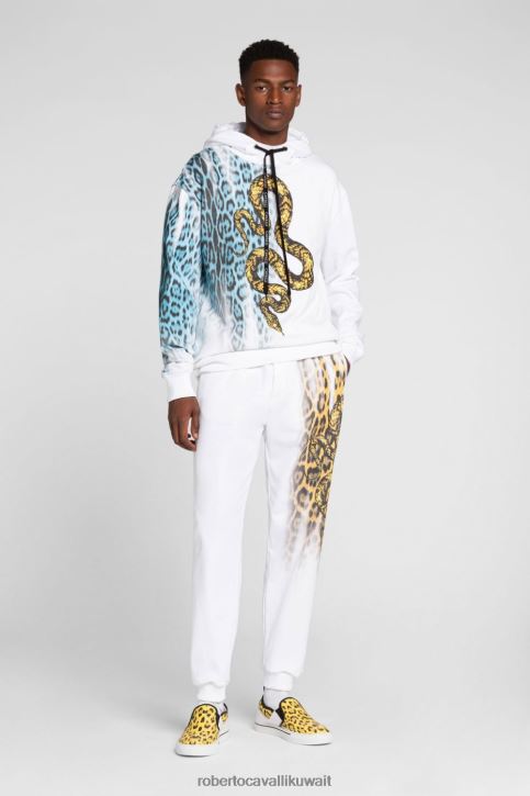 Roberto Cavalli رجال موضة بنطال رياضي من القطن بطبعة جاكوار ملابس 4H40H977