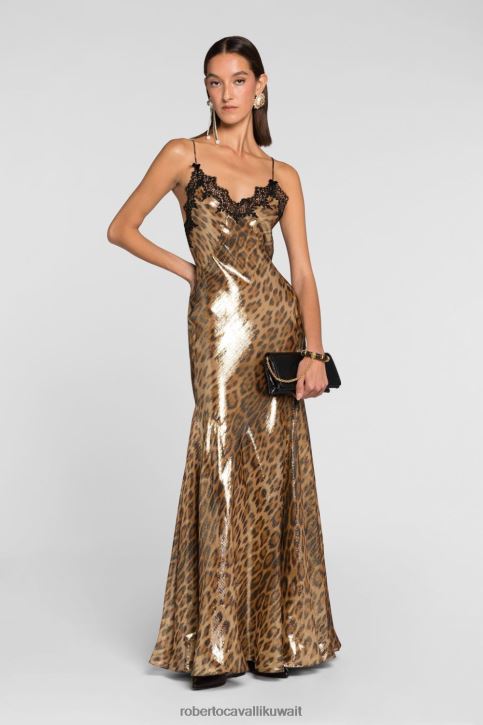 Roberto Cavalli نحيف موضة فستان ماكسي بطبعات حيوانات ملابس 4H40H97