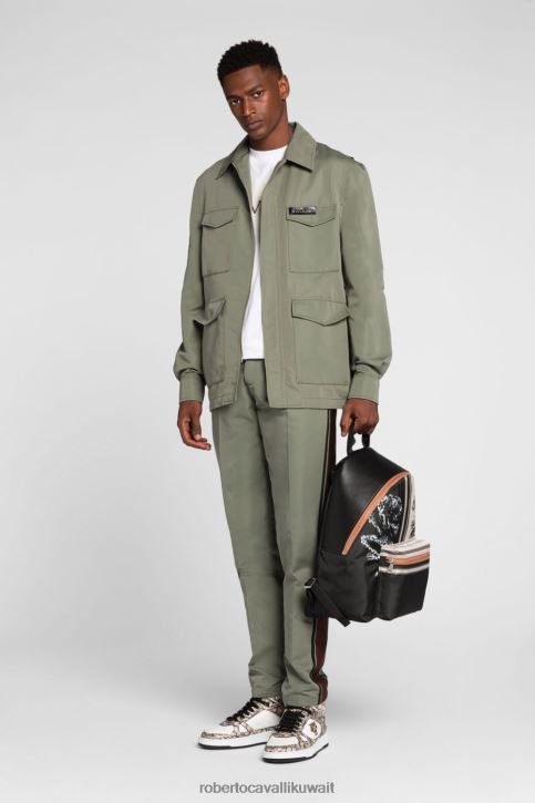 Roberto Cavalli رجال موضة بنطال رياضي مطرز بشعار الثعبان ملابس 4H40H985