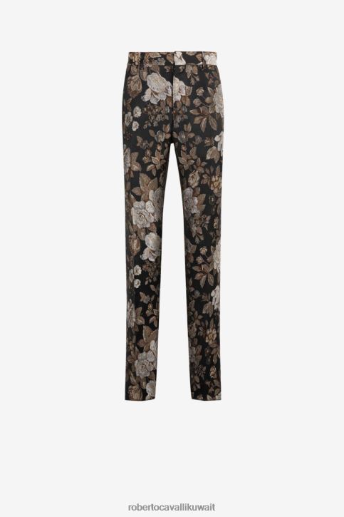 Roberto Cavalli رجال بني بنطال جاكار بقصة ضيقة ونقشة زهور ملابس 4H40H992