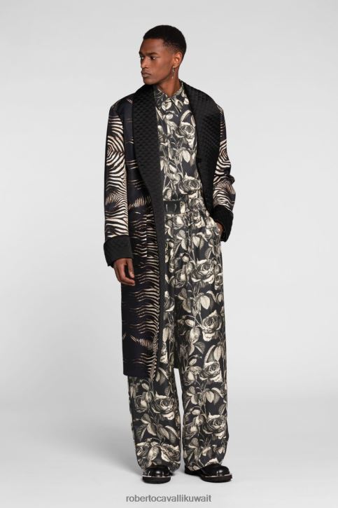 Roberto Cavalli رجال بني بنطال جاكار بقصة ضيقة ونقشة زهور ملابس 4H40H992