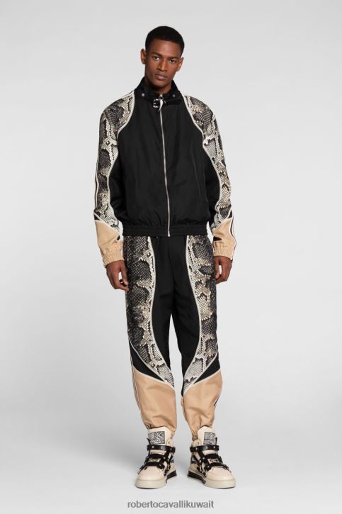 Roberto Cavalli رجال أنيق بنطال رياضي حرير بطبعات مخيوطة ملابس 4H40H995