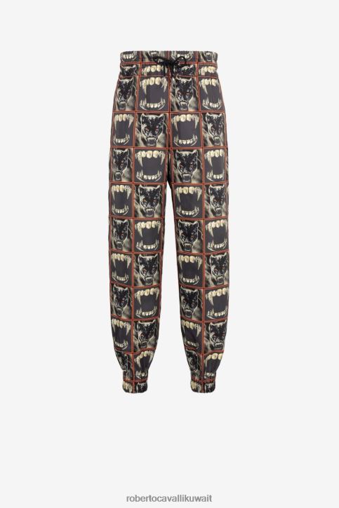 Roberto Cavalli رجال متعدد الألوان أسنان وبنطلون رياضي بطبعة النمر ملابس 4H40H997