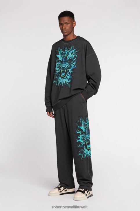 Roberto Cavalli رجال متعدد الألوان أسنان وبنطلون رياضي بطبعة النمر ملابس 4H40H997