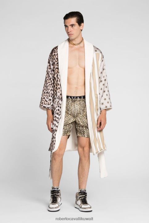 Roberto Cavalli رجال 5164 منشفة شاطئ بطبعة جلد الفهد مُكَمِّلات 4H40H1062