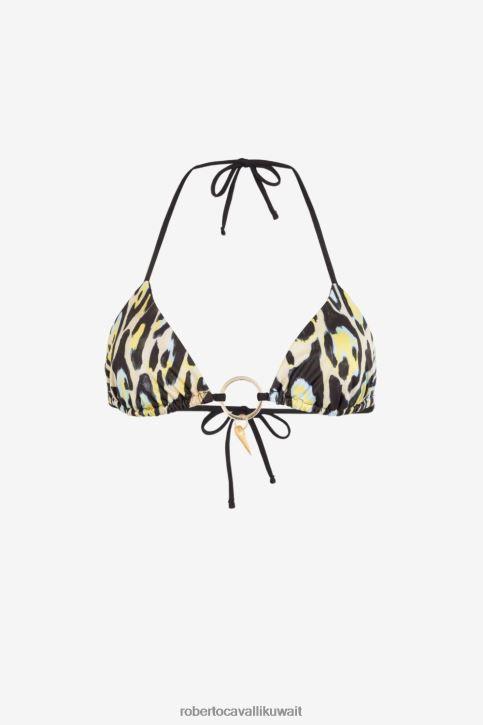 Roberto Cavalli نحيف 9002 قطعة بيكيني علوية بطبعة جلد الفهد ملابس 4H40H355
