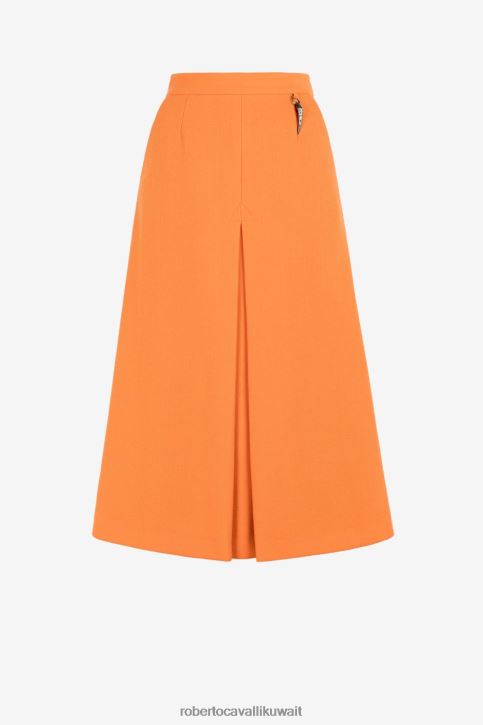 Roberto Cavalli نحيف لهب برتقالي تنورة من الصوف على شكل حرف A من أسنان النمر ملابس 4H40H226