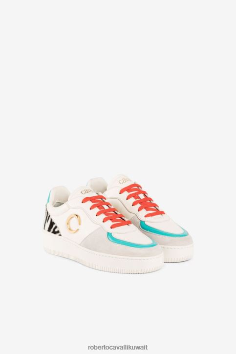 Roberto Cavalli نحيف متعدد الألوان أكوا/أورو حذاء رياضي بشعار C أحذية 4H40H471