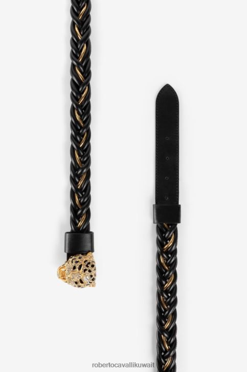 Roberto Cavalli نحيف أنيق C شعار جلد النمر الأسنان حزام مُكَمِّلات 4H40H641