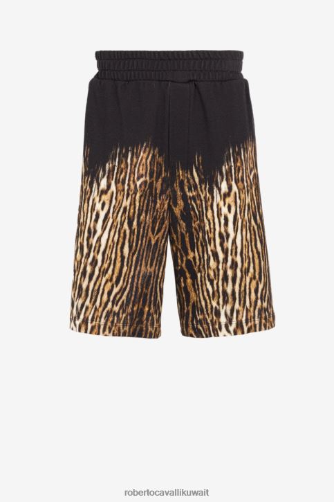 Roberto Cavalli رجال أنيق شورت قطن بطبعة Ocelot ملابس 4H40H1014