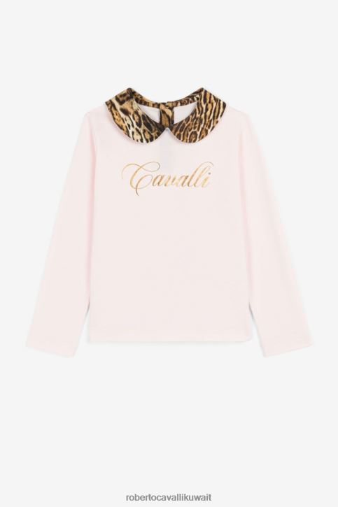 Roberto Cavalli فتيات لون القرنفل شعار وجزء علوي بطبعة Ocelot ملابس 4H40H1417