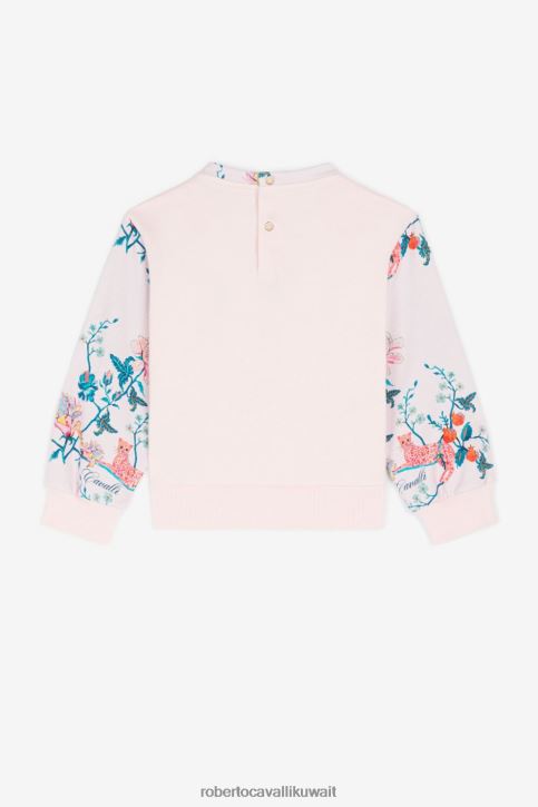 Roberto Cavalli فتيات قبالة الأبيض تيشيرت قطن مطرز بشعار RC ملابس 4H40H1548