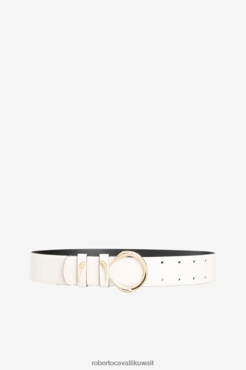 Roberto Cavalli نحيف عاج c شعار حزام جلد مُكَمِّلات 4H40H636