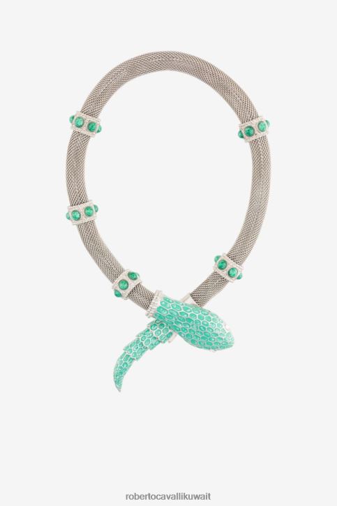 Roberto Cavalli نحيف d0607 قلادة ثعبان مزينة بالأحجار الكريمة مُكَمِّلات 4H40H583