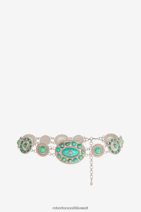 Roberto Cavalli نحيف d0607 حزام سلسلة مزين بطبعة جلد الثعبان مُكَمِّلات 4H40H628