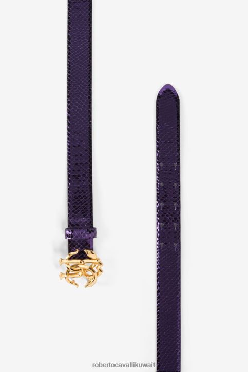 Roberto Cavalli نحيف d0607 حزام سلسلة مزين بطبعة جلد الثعبان مُكَمِّلات 4H40H628