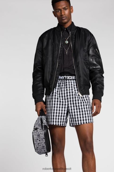 Roberto Cavalli رجال d0876 حقيبة ظهر من قماش الدنيم بشعار الماركة مُكَمِّلات 4H40H1178