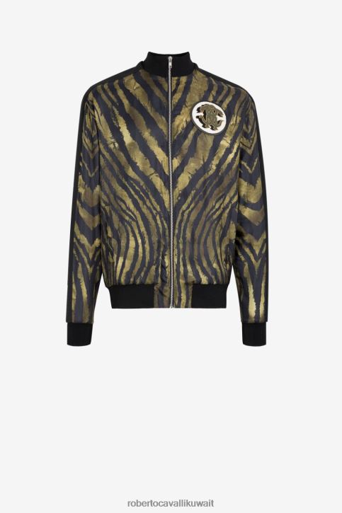 Roberto Cavalli رجال d9881 سترة ثعبان مرآة بطبعة حمار وحشي ملابس 4H40H835