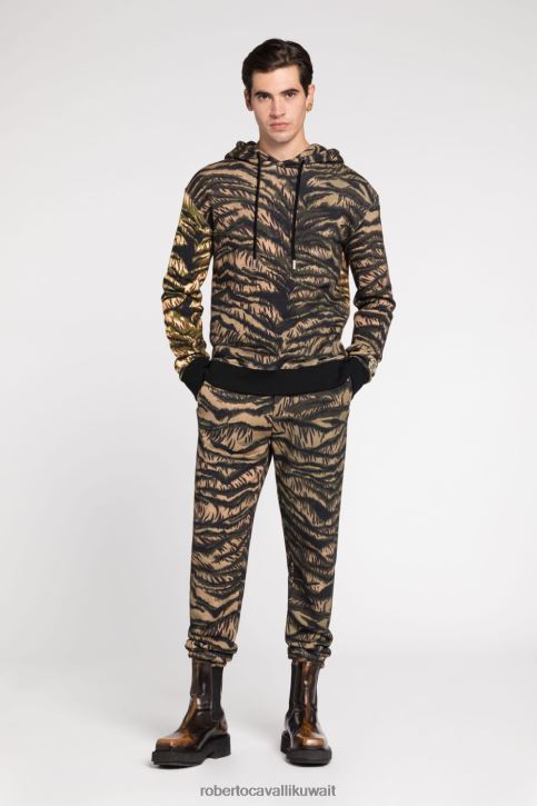 Roberto Cavalli رجال d9881 بنطال رياضي حرير بطبعة حرية ملابس 4H40H946