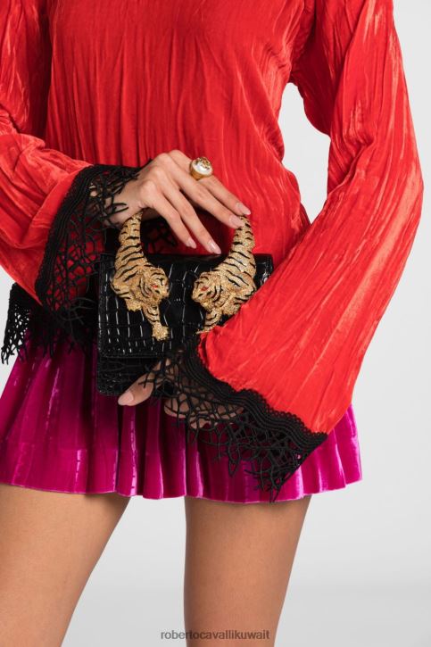 Roberto Cavalli نحيف mt180 حقيبة كتف صغيرة مزينة بالكريستال مُكَمِّلات 4H40H404