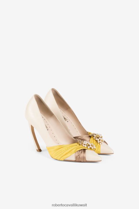 Roberto Cavalli نحيف t0355 حذاء بكعب منزلق وأسنان النمر على شكل عنب أحذية 4H40H515