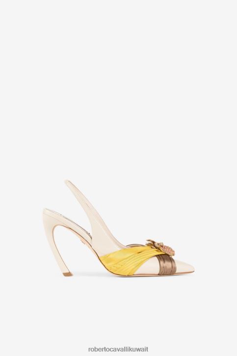 Roberto Cavalli نحيف t0355 حذاء بكعب منزلق وأسنان النمر على شكل عنب أحذية 4H40H515