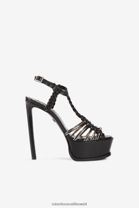 Roberto Cavalli نحيف t0355 حذاء بكعب أناناس وأسنان النمر أحذية 4H40H516