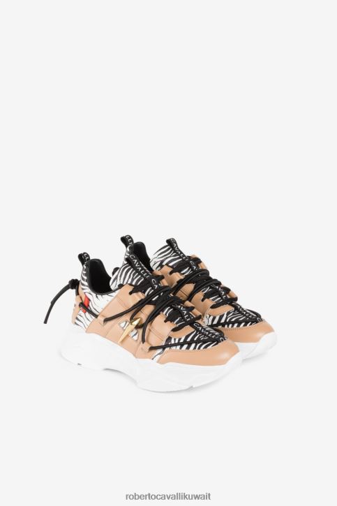 Roberto Cavalli نحيف t0444 أحذية رياضية مكتنزة بطبعة حمار وحشي أحذية 4H40H479