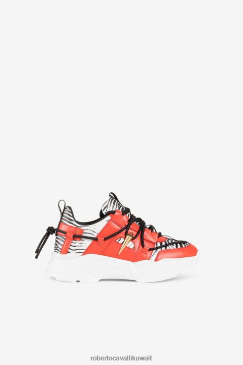 Roberto Cavalli نحيف t0444 أحذية رياضية مكتنزة بطبعة حمار وحشي أحذية 4H40H479