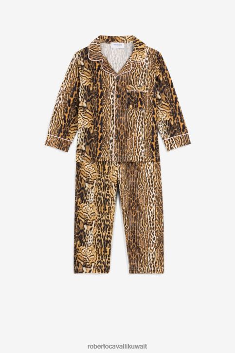 Roberto Cavalli فتيات zo192 طقم بيجامة بطبعة Ocelot ملابس 4H40H1539