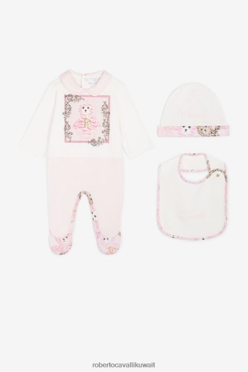 Roberto Cavalli فتيات لون القرنفل طقم أطفال من القطن بطبعة دمية دب ملابس 4H40H1224