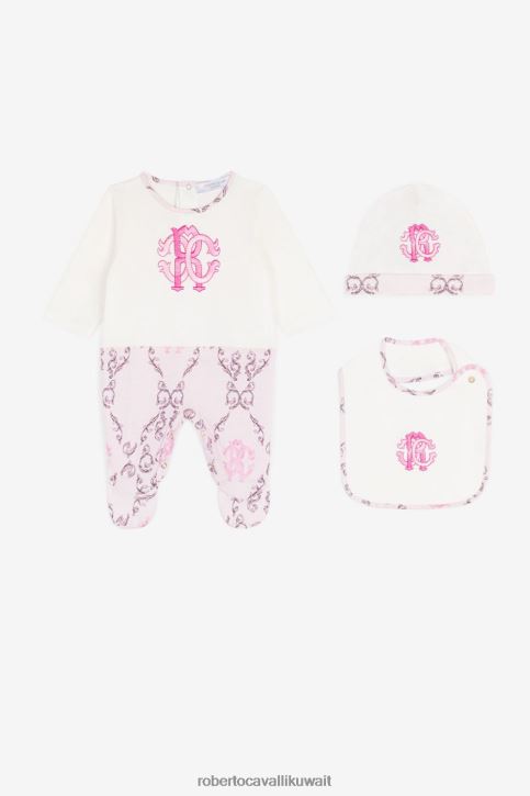 Roberto Cavalli فتيات لون القرنفل طقم أطفال مطرز بشعار آر سي ملابس 4H40H1225