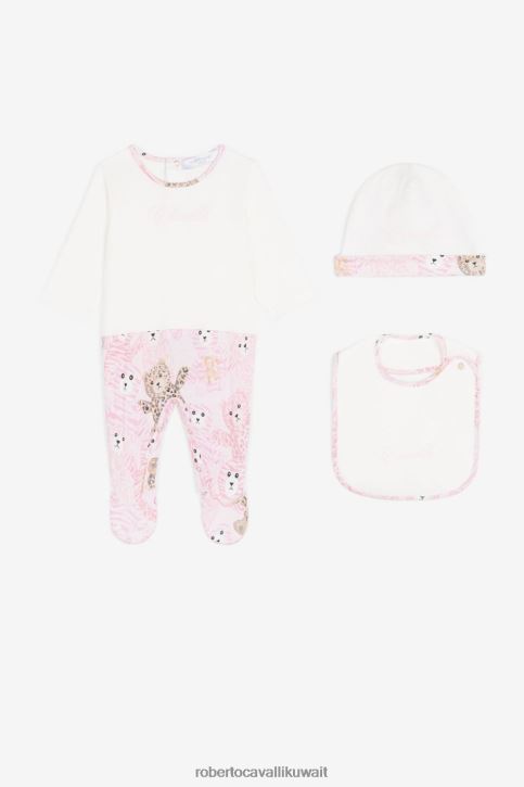 Roberto Cavalli فتيات لون القرنفل طقم أطفال من القطن بطبعة دمية دب ملابس 4H40H1226