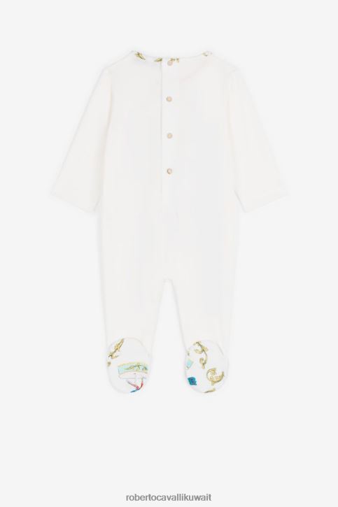 Roberto Cavalli فتيات بيانكو طقم أطفال بطبعة مونوغرام آر سي ملابس 4H40H1228
